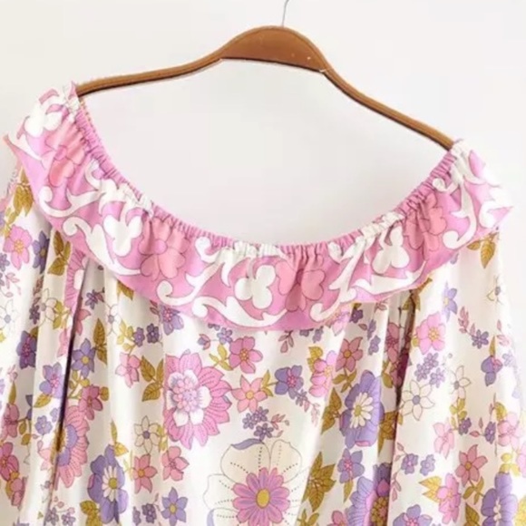gypsy feel boho floral print crop blouse - Picture 12 of 16